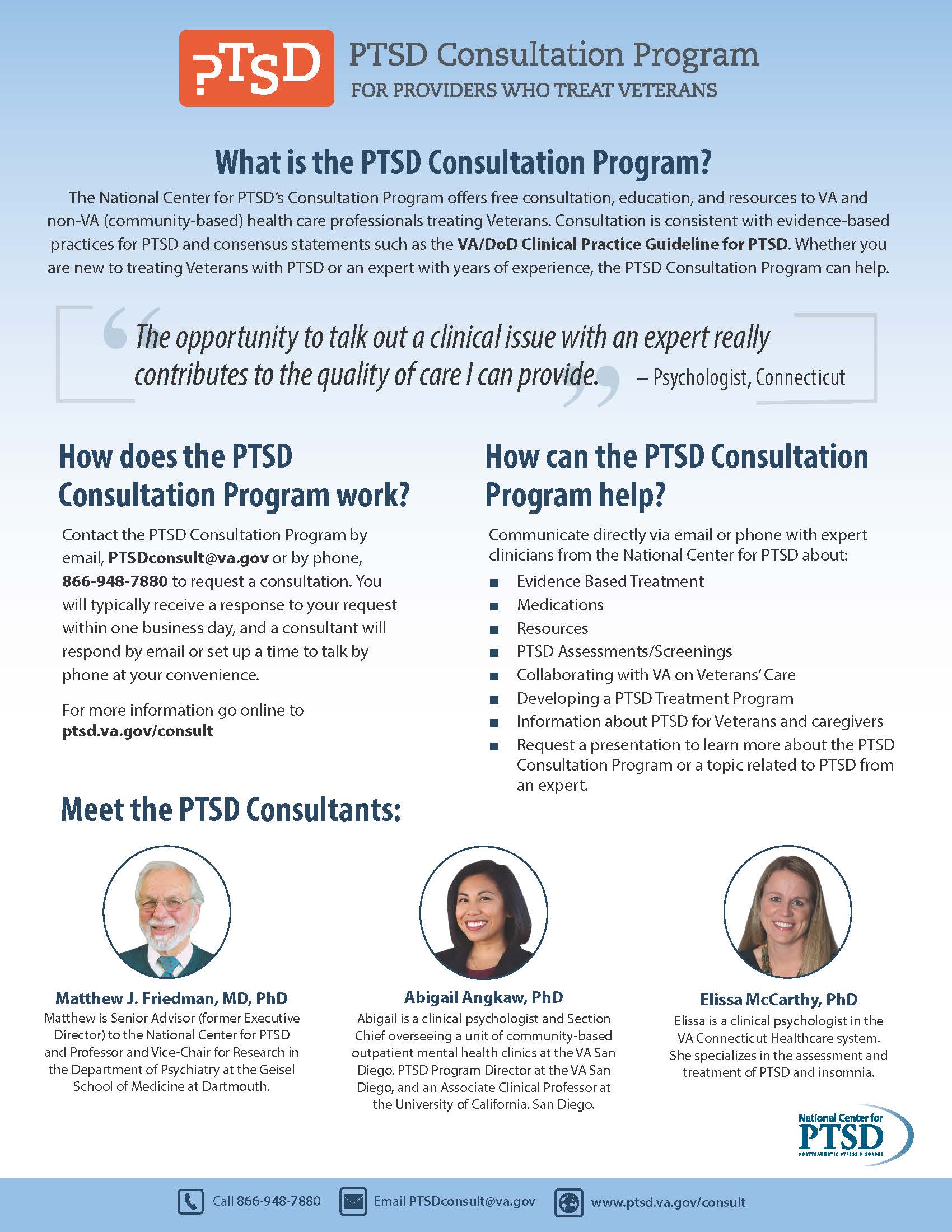 National Center For PTSD Consultation Program - DIS Consulting