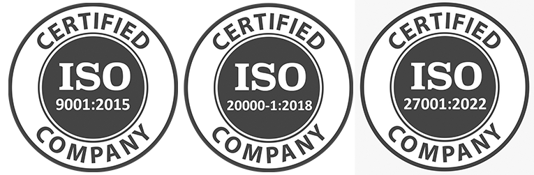ISO 9001:2015, 20000-1:2018, and 27001:2022 Certified Company